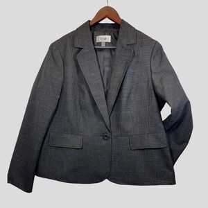 Le Suit Women's Gray Textured Single Button Blazer Suit‎ Jacket Size 18